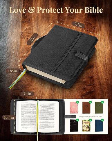 Bible Cover Case for Women, Large Bible Bag and Carrying Case with Zipper & Shoulder Strap, Bible Study Supplies Organizer in Kuwait