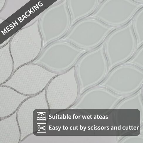 5 Sheets Ivy Glass Mosaic,Stick Tile for Kitchen Backsplash,Leaf Shape Mosaic for Home Décor in Saudi Arabia