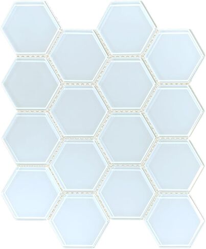 5 Sheets White Hexagon Glass Mosaic,Pool Tiles,12" x 10" Kitchen Backsplash Tile in Saudi Arabia