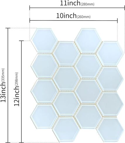 5 Sheets White Hexagon Glass Mosaic,Pool Tiles,12" x 10" Kitchen Backsplash Tile in Saudi Arabia