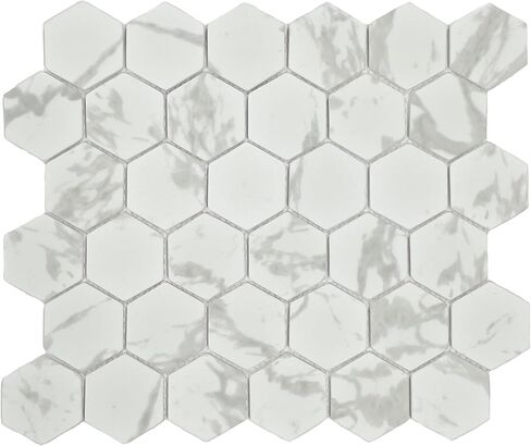 8-Sheet Black Hexagon Glass Mosaic,Stick On Tiles for Kitchen Bathroom Shower in Saudi Arabia