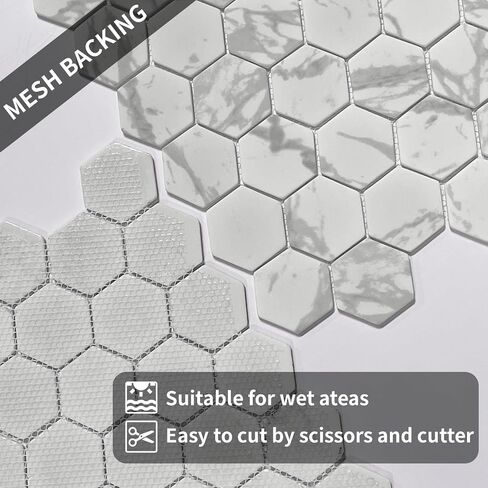 8-Sheet Black Hexagon Glass Mosaic,Stick On Tiles for Kitchen Bathroom Shower in Saudi Arabia