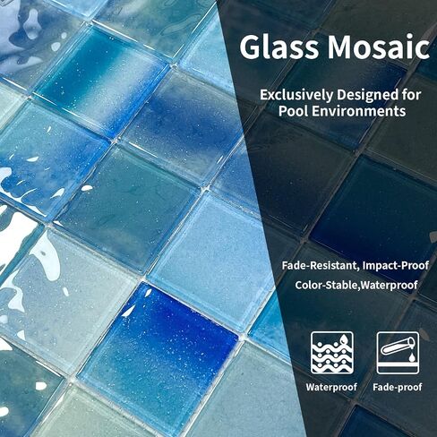 9 Sheets Glass Mosaic Tiles Backsplash, Pool Tiles,12" x 12" Kitchen Backsplash Tile in Saudi Arabia