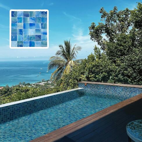 9 Sheets Glass Mosaic Tiles Backsplash, Pool Tiles,12" x 12" Kitchen Backsplash Tile in Saudi Arabia