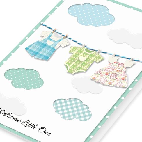 Baby Shower Card - 3D Cute Design Baby Shower Card for Boy or Girl with Envelope and Seal Sticker, 5x8in Welcome New Baby Gender Neutral (Elephants & Stars) in Saudi Arabia