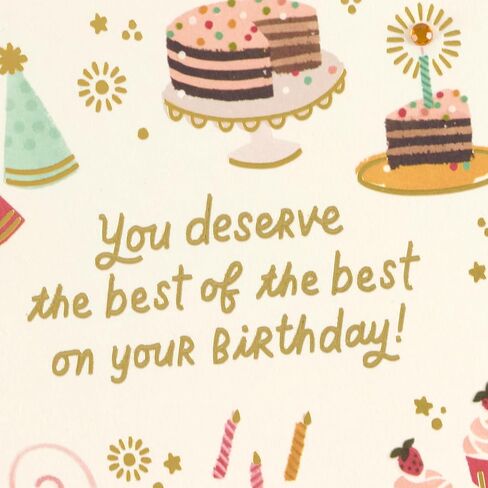 Hallmark Blank Birthday Card (You Deserve the Best, Party Icons) for Sister, Coworker, Friend in Saudi Arabia