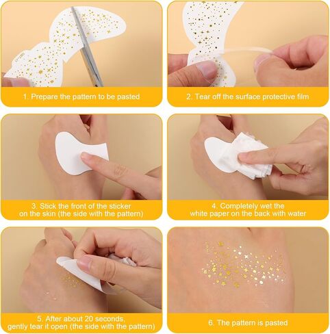 6 PCS Gold Freckles Glitter Frecles Face Tattoo Makeup Patches Freckle Standser for Singer Concerts Festival Rave Excessories in Saudi Arabia