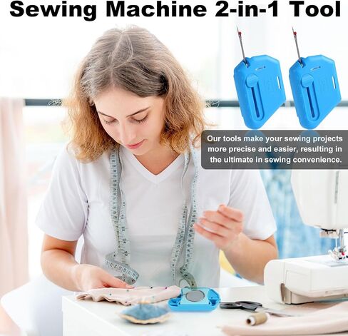 2pcs 2-in-1 دليل التماس المغناطيسي القابل للتعديل ، أدلة هيممر مغناطيسي على شكل مضلع مع ملحقات آلة خياطة شاملة للتماس القابلة للسحب (الأزرق ، الوردي) in Saudi Arabia