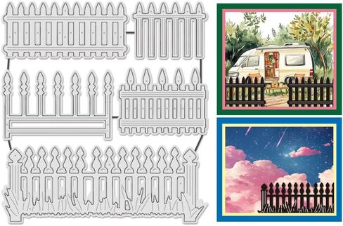 UNICRAFTALE 5Pcs/Set Fence Cutting Dies for Card Making Garden Fence Die Cuts Metal Cutting Die for DIY Scrapbooking Dies Stencil Embossing Paper Album Craft Decor in Saudi Arabia