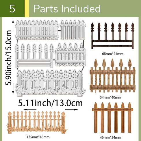 UNICRAFTALE 5Pcs/Set Fence Cutting Dies for Card Making Garden Fence Die Cuts Metal Cutting Die for DIY Scrapbooking Dies Stencil Embossing Paper Album Craft Decor in Saudi Arabia