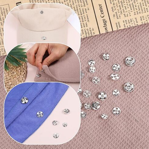 Faster Fortener Press للخياطة ، 120 مجموعة من 3 أحجام معادن خياطة على أزرار Snap Clothing Snaps أزرار السحمة لسحبات النسيج الضغط على الأزرار لخياطة جينز الجينز Over in Saudi Arabia
