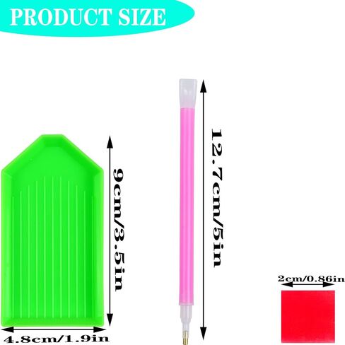 Qying 150pcs 5d أدوات الطلاء الفنية الماسية ومجموعات الملحقات ، مع 50pcs الغراء الطين ، 50 أقلام الماس ، 50 ملحقات فنية من البلاستيك الماس (الأخضر) in Kuwait