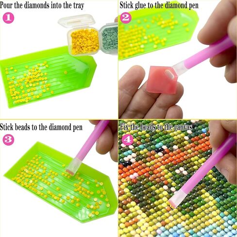 Qying 150pcs 5d أدوات الطلاء الفنية الماسية ومجموعات الملحقات ، مع 50pcs الغراء الطين ، 50 أقلام الماس ، 50 ملحقات فنية من البلاستيك الماس (الأخضر) in Kuwait