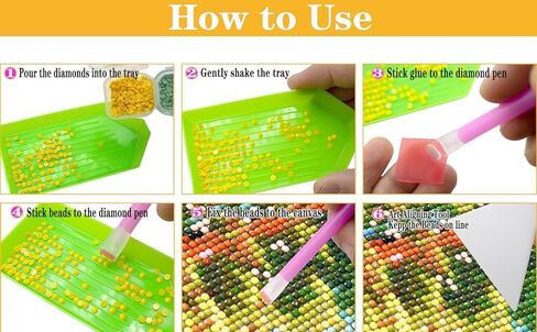 Qying 150pcs 5d أدوات الطلاء الفنية الماسية ومجموعات الملحقات ، مع 50pcs الغراء الطين ، 50 أقلام الماس ، 50 ملحقات فنية من البلاستيك الماس (الأخضر) in Kuwait