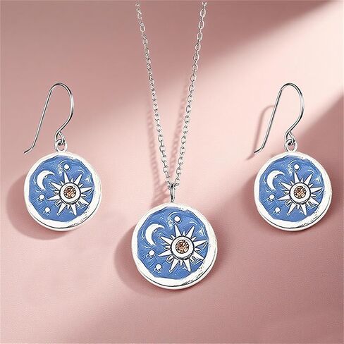 MALOYANVE Vintage Sun and Moon Drop Dangle Earrings for Women Girls Unique lightweight Handmade Retro Boho Antiqued Gold Silver Round coin Earrings for Women Girls Jewelry in Kuwait