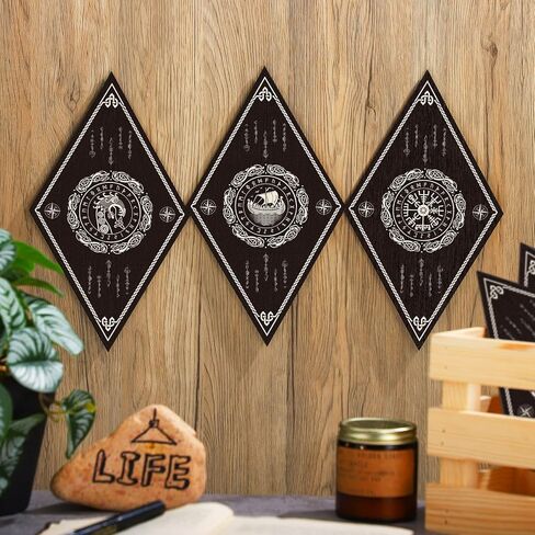 Nuenen 6 Pcs Farmhouse Home Wall Decor Eye Diamond Frame Wall Hanging Boho Modern Eye Art Prints Wooden Diamond Sign Style Decorations for Bedroom Living Room Bathroom Apartment in Kuwait