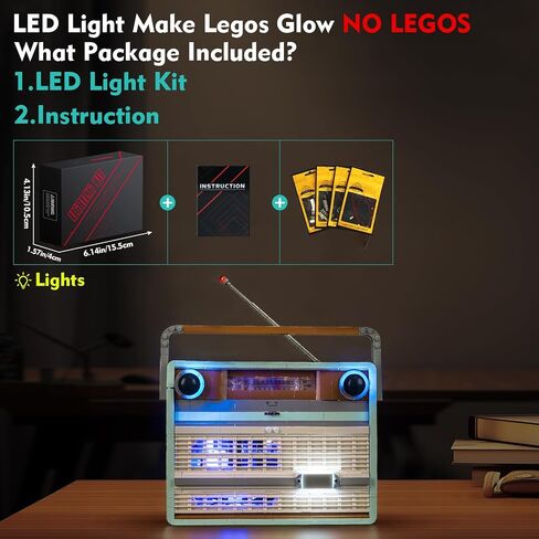 مصباح LED متوافق مع LEGO 10334 Retro Radio - لا توجد نماذج فقط الضوء ، إكسسوارات إضاءة إبداعية متوافقة مع مجموعة LEGO 10334 Retro Radio in Saudi Arabia