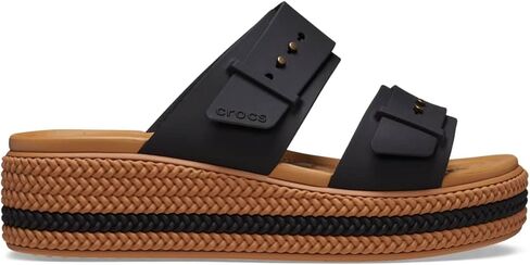 حذاء نسائي من Crocs ذو حافة منخفضة من Brooklyn بإبزيم منسوج باللون الأسود، 6 in Kuwait