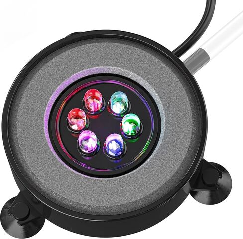 Pawfly 2 Inch Aquarium Air Stone Disc with LED Light Fine Bubbler Diffuser with Tubing for Fish Tank (Pump not Included) in Saudi Arabia