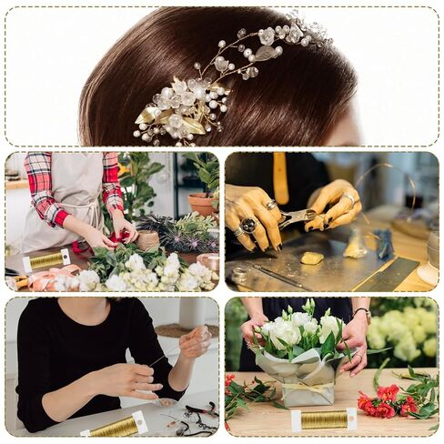 2 لفائف سلك حرفة قابلة للانحناء ، سلك الديكور المعدني الرقيق لمجوهرات صنع حلق لف الحرف DIY النحت ، الذهب (0.3 ملم ، 164 قدم) in Kuwait