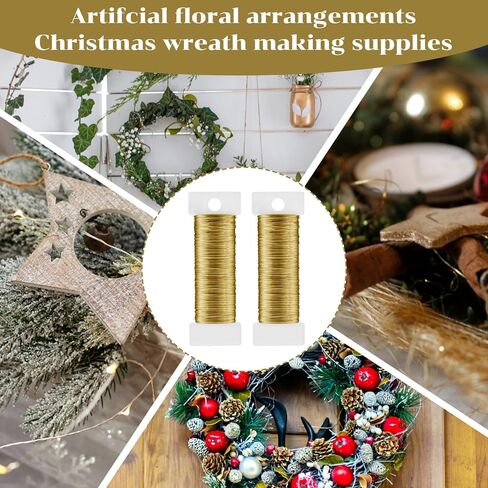 2 لفائف سلك حرفة قابلة للانحناء ، سلك الديكور المعدني الرقيق لمجوهرات صنع حلق لف الحرف DIY النحت ، الذهب (0.3 ملم ، 164 قدم) in Kuwait