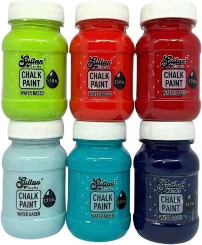 6-Piece Chalk Paint Kit - Premium Water-Based Matte Finish Paint for Furniture Restoration and Craft Projects - Fast Drying and Non-Toxic (100ml/3.3oz.) in Saudi Arabia