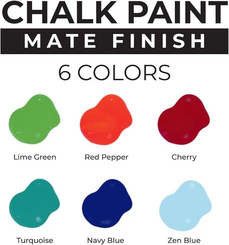 6-Piece Chalk Paint Kit - Premium Water-Based Matte Finish Paint for Furniture Restoration and Craft Projects - Fast Drying and Non-Toxic (100ml/3.3oz.) in Saudi Arabia