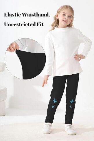 Cooraby 4 Pack Girls Winter Fleece Lined Leggings Girls Thick Warm Leggings Stretchy Thermal Tights Kid Winter Printed Pants in Saudi Arabia