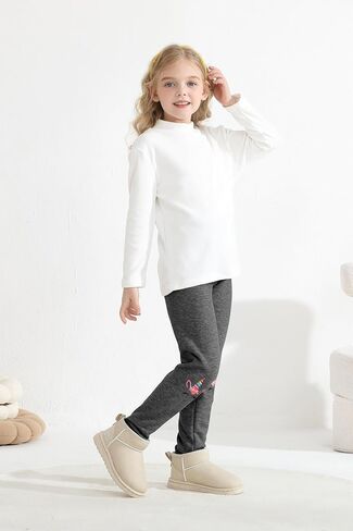 Cooraby 4 Pack Girls Winter Fleece Lined Leggings Girls Thick Warm Leggings Stretchy Thermal Tights Kid Winter Printed Pants in Saudi Arabia