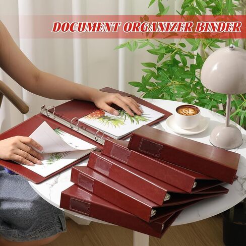 Fulmoon 6 PCS Leather 3 Binder Ring Ring ، 1.5 بوصة عتيقة Round Ring Binder مع 2 جيوب داخلية وحامل علامة العمود الفقري ، محفظة تنفيذية احترافية للمدرسة المنزلية (Black) in Saudi Arabia