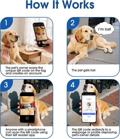 رمز QR Dog Cat Pet Tags Laser محفورة من الفولاذ المقاوم للصدأ - تنبيهات الفحص في الوقت الفعلي وملف تعريف أليف رقمي قابل للمشاركة ، لا توجد رسوم اشتراك ، لا توجد حواف حادة مصقولة قوس مستطيلة مستطيلة. in Kuwait