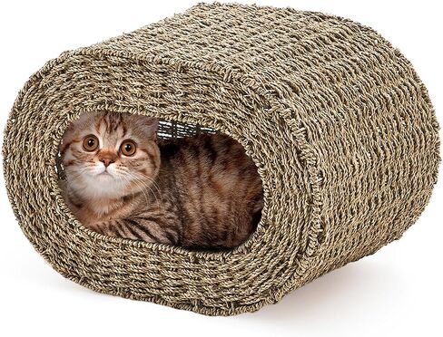 Cat House ، Cat Cat Cave Cube ، Rattan Cat Beds House indoor Hitten House مع وسائد ناعمة على الوجهين ، منزل Cat Pet لقطط متعددة ، لغرفة غرفة المعيشة in Kuwait