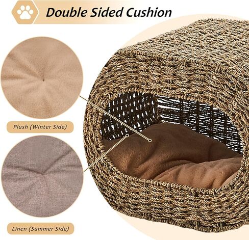 Cat House ، Cat Cat Cave Cube ، Rattan Cat Beds House indoor Hitten House مع وسائد ناعمة على الوجهين ، منزل Cat Pet لقطط متعددة ، لغرفة غرفة المعيشة in Kuwait