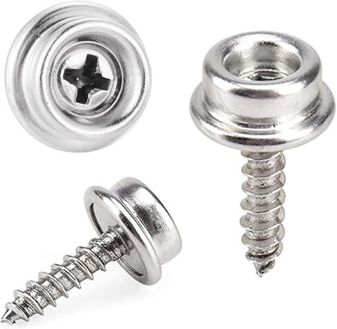100PCS Stainless Steel Boat Canvas Snaps, BetterJonny Marine Grade Screw Boat Cover Metal Snaps Stud, 3/8" Socket with 5/8" Screw, Silver in Saudi Arabia