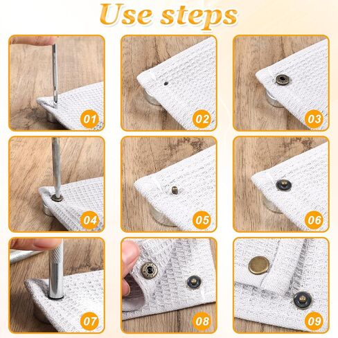 50 Sets Leather Button Snap Kit, Leather Snaps and Fasteners Kit, 10mm Bronze Metal Snaps for Leathers, Stainless Steel Leathers Snap Fastener Kits with 4PCS Setter Tools or Sewing Clothing, Bracelet in Kuwait