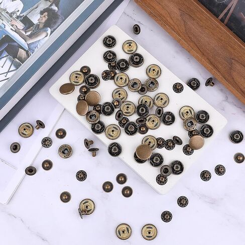 24 مجموعة أدوات ثقيلة Dutyleather Snap ، أزرار Snap Metal Snap 15mm مع مجموعة أزرار الضغط الثقيلة مع 4 أجهزة PCS أزرار لقطات الجلود لسترات الجينز الجينز Canvas أكياس (البرونز) in Saudi Arabia