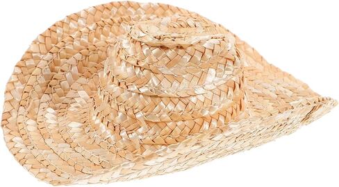 LOGOFUN Mini Straw Hat Straw Miniature Cowboy Hat for Crafts Small Straw Cowboy Hat for DIY Craft Doll Costume Accessories Multicolored in Saudi Arabia