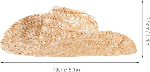 LOGOFUN Mini Straw Hat Straw Miniature Cowboy Hat for Crafts Small Straw Cowboy Hat for DIY Craft Doll Costume Accessories Multicolored in Saudi Arabia