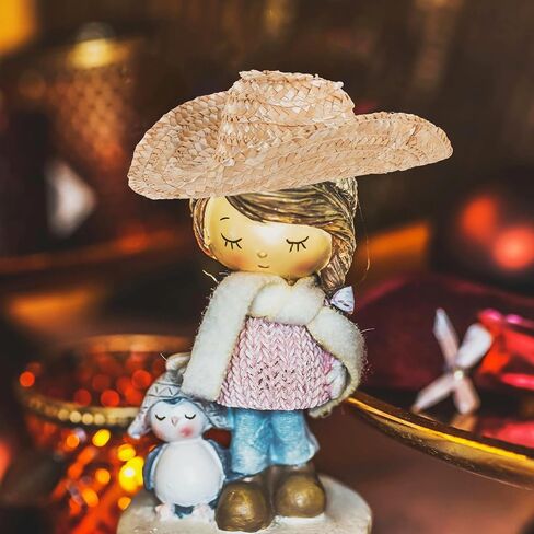 LOGOFUN Mini Straw Hat Straw Miniature Cowboy Hat for Crafts Small Straw Cowboy Hat for DIY Craft Doll Costume Accessories Multicolored in Saudi Arabia