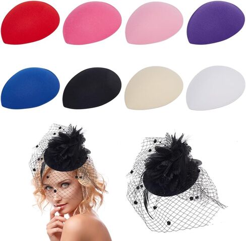 NBEADS 8Pcs Teardrop Fascinator Hat Base, 5.2x4.4inch EVA Millinery Fascinator Base Cocktail Hats Making Base Women Hat Craft for Making Party Wedding Hat DIY Crafts Hair Accessories Decoration in Saudi Arabia