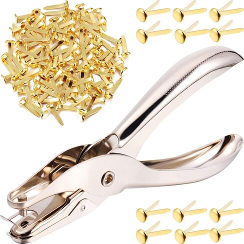 300 Pieces 3/4 Inch Paper Fasteners Small Round Metal Brads with Hole Punch for Scrapbooking Crafts Making DIY (Gold) in Saudi Arabia