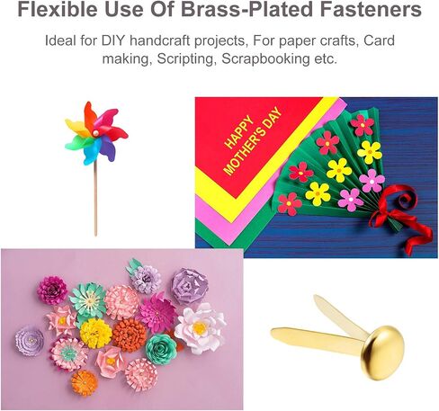 300 Pieces 3/4 Inch Paper Fasteners Small Round Metal Brads with Hole Punch for Scrapbooking Crafts Making DIY (Gold) in Saudi Arabia