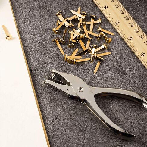 300 Pieces 3/4 Inch Paper Fasteners Small Round Metal Brads with Hole Punch for Scrapbooking Crafts Making DIY (Gold) in Saudi Arabia