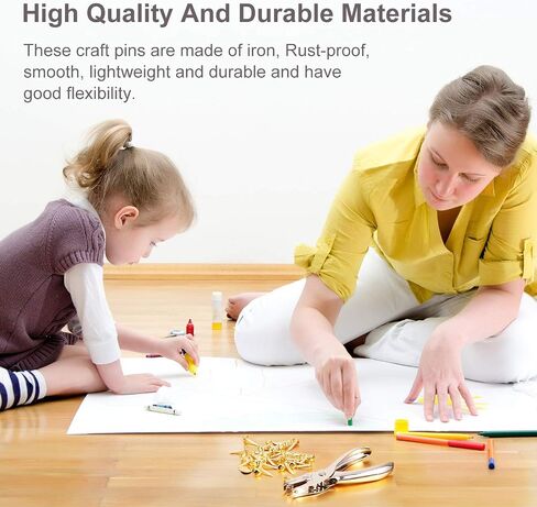 300 Pieces 3/4 Inch Paper Fasteners Small Round Metal Brads with Hole Punch for Scrapbooking Crafts Making DIY (Gold) in Saudi Arabia