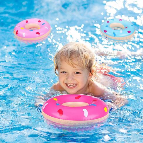 Civaner Mini Deflatable Dounuts Decorations تفجر حمام السباحة دونات تطفو أنابيب الكعك متعددة القابلة للانفخام للبالغين لحفل عيد ميلاد بركة الشاطئ (6 عبوات) in Saudi Arabia