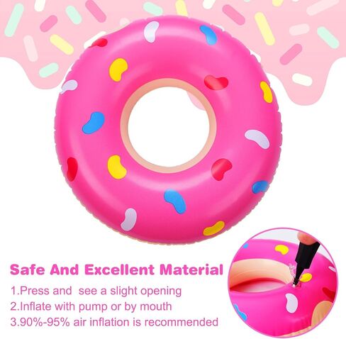 Civaner Mini Deflatable Dounuts Decorations تفجر حمام السباحة دونات تطفو أنابيب الكعك متعددة القابلة للانفخام للبالغين لحفل عيد ميلاد بركة الشاطئ (6 عبوات) in Saudi Arabia