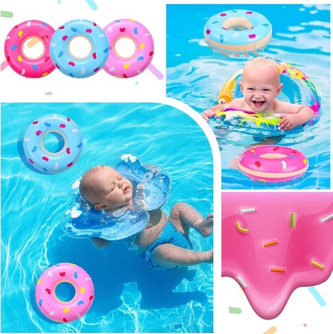 Civaner Mini Deflatable Dounuts Decorations تفجر حمام السباحة دونات تطفو أنابيب الكعك متعددة القابلة للانفخام للبالغين لحفل عيد ميلاد بركة الشاطئ (6 عبوات) in Saudi Arabia