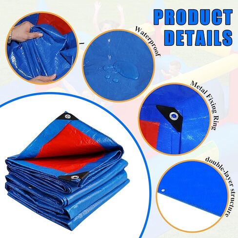 Bounce House Mat 197x118 بوصة بوصة PE مقاوم للماء شاقتها للاختراق 15 قدمًا ، وقلعة القفز ، والأطفال في الهواء الطلق ، تفجر الأساس المرتدين مع 10 حصص أرضية معدنية وحواف مقواة in Kuwait