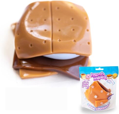 Taba Squishy - S'More (Jumbo) Large, 3.5" Super Soft & Sticky Layered TABA Squishies - Squish, Squeeze, Great for Stress Relief - Sensory / Fidget Play Food Squishy Toys for Kids and Adults in Saudi Arabia