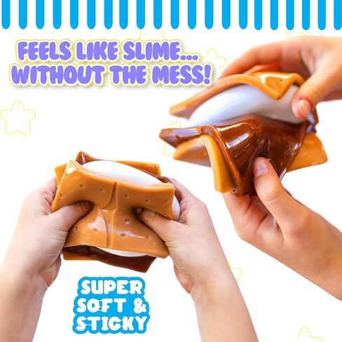 Taba Squishy - S'More (Jumbo) Large, 3.5" Super Soft & Sticky Layered TABA Squishies - Squish, Squeeze, Great for Stress Relief - Sensory / Fidget Play Food Squishy Toys for Kids and Adults in Saudi Arabia
